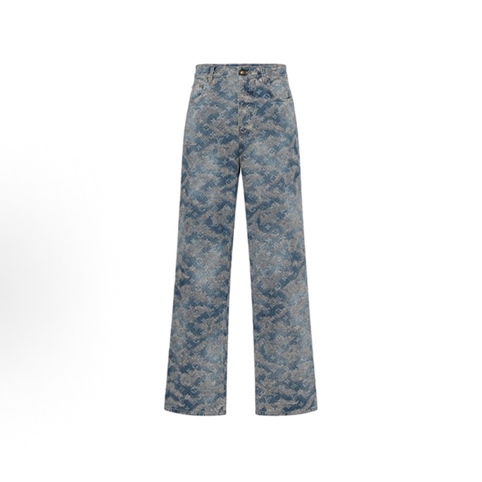 lv louis vuitton cloud monogram denim pants